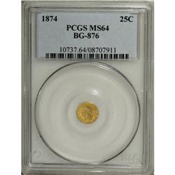 1874 25C Indian Round 25 Cents, BG-876, Low R.4, MS6