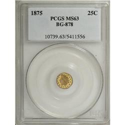 1875 25C Indian Round 25 Cents, BG-878, R.3, MS63 PC