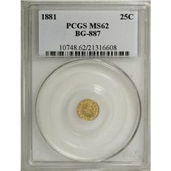 1881 25C Indian Round 25 Cents, BG-887, R.3, MS62 PC