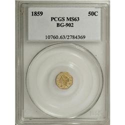 1859 50C Liberty Octagonal 50 Cents, BG-902, Low R.4