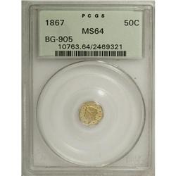 1867 50C Liberty Octagonal 50 Cents, BG-905, Low R.5