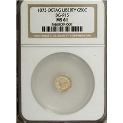 1873 50C Liberty Octagonal 50 Cents, BG-915, Low R.4