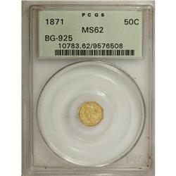 1871 50C Liberty Octagonal 50 Cents, BG-925, High R.