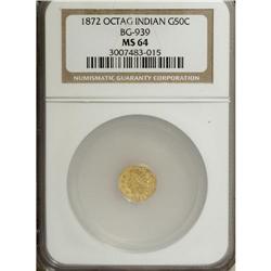 1872 50C Indian Octagonal 50 Cents, BG-939, Low R.5,