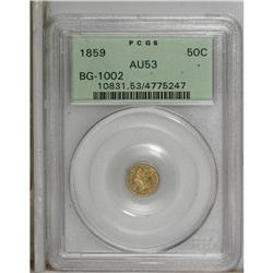 1859 50C Liberty Round 50 Cents, BG-1002, High R.4,