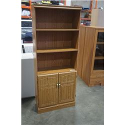 OAK FINISH BOOKSHELF - APPX 6 FOOT TALL