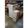 Image 1 : WHITE WOOD CABINET AND ORGANIZER WITH CONTENTS