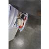 Image 3 : WHITE WOOD CABINET AND ORGANIZER WITH CONTENTS