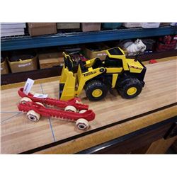 TONKA BULLDOZER AND ROLLERGARD CLIP ON ROLLER SKATES