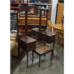 ANTIQUE 2 DRAWER VANITY WITH STOOL