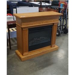 OAK FIREPLACE MANTLE WITH ELECTRIC FIREPLACE