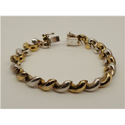 Sterling Silver .925 Multi tone simulated rope 7.5” bracelet 22.8g