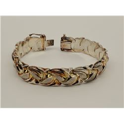 Sterling Silver .925 Toned leaf 7.25” bracelet 19.4g