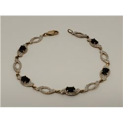 Sterling Silver .925 Black stones and ovals 7” bracelet 4.5g