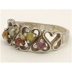 Sterling Silver .925 Ring multi colored stone 3.2g size