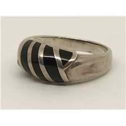 Sterling Silver .925 Ring black stone 4.3g size