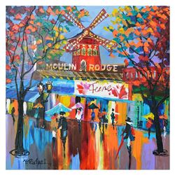 Yana Rafael, "A Night at the Moulin" Hand Signed Original Painting on Canvas with COA.