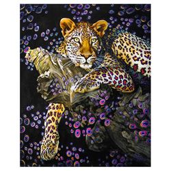 Vera V. Goncharenko- Original Oil on Canvas "Hiding on a Tree Trunk"