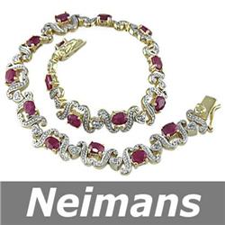 Certified 4.00 ct Ruby & VS Diamond Bracelet 14K Gold