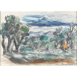 HERMINE DAVID Watercolor French Judaica