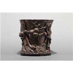 Agarwood Peach Brush Pot