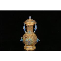 Gilt Silver Floral Vase