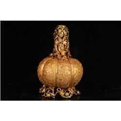 Gilt Bronze Bottle Vase Shaped Candle Holder