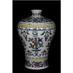 A Porcelain Doucai Floral Meiping Vase