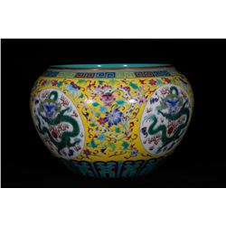 A Porcelain Enameled Dragon Zun Vase