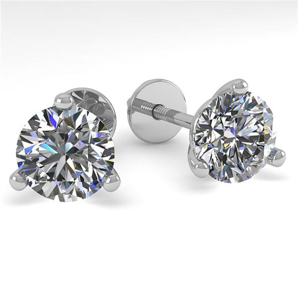 1.53 ctw Certified VS/SI Diamond Stud Earrings Martini 14k White Gold - REF-196R6K