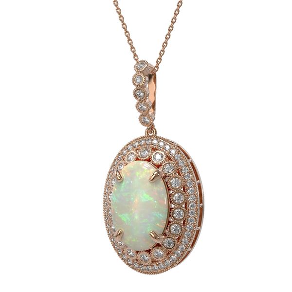 13.42 ctw Certified Opal & Diamond Victorian Necklace 14K Rose Gold - REF-345G5W
