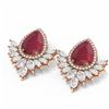 Image 3 : 11.14 ctw Ruby & Diamond Earrings 18K Rose Gold - REF-525K5Y