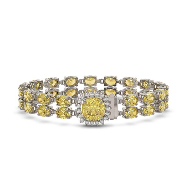 14.21 ctw Citrine & Diamond Bracelet 14K White Gold - REF-178H2R