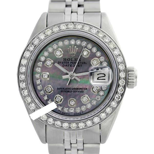 Rolex Ladies Stainless Steel, Diam Dial & Diam/Sapphire Bezel, Sapphire Crystal - REF-434X6Y