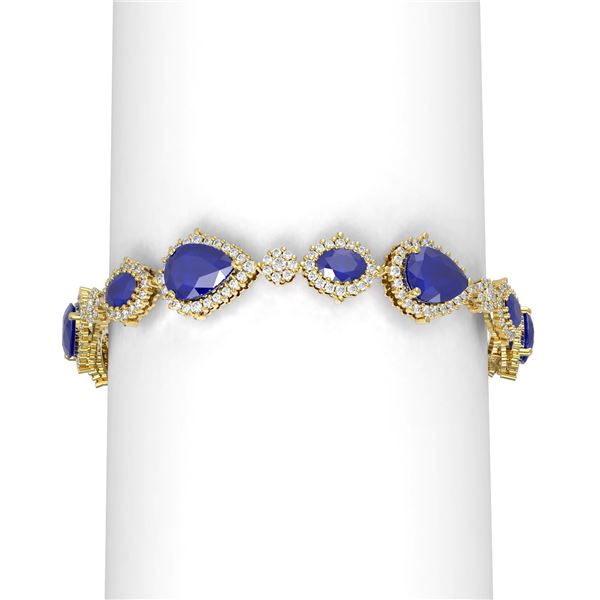 33.90 ctw Sapphire & Diamond Bracelet 18K Yellow Gold - REF-617M6G