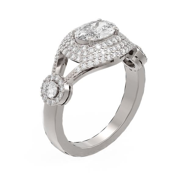 2.19 ctw Oval Diamond Ring 18K White Gold - REF-504X2A