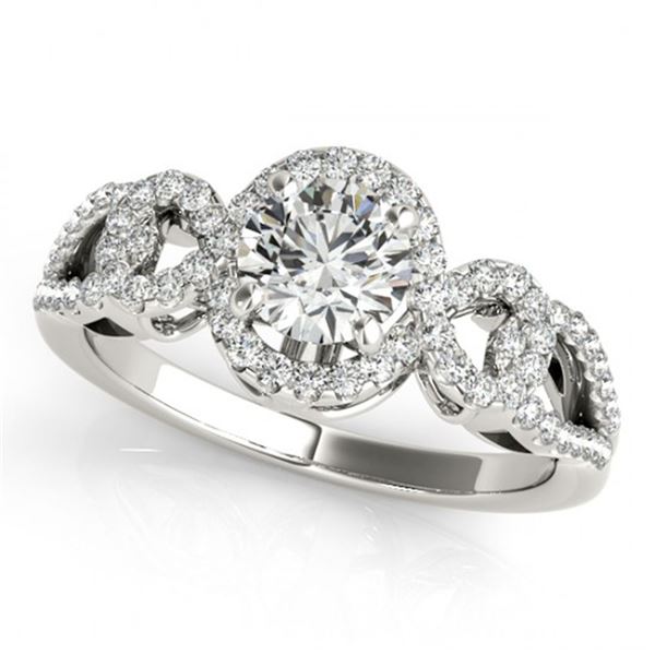 1.15 ctw Certified VS/SI Diamond Halo Ring 18k White Gold - REF-159N2F