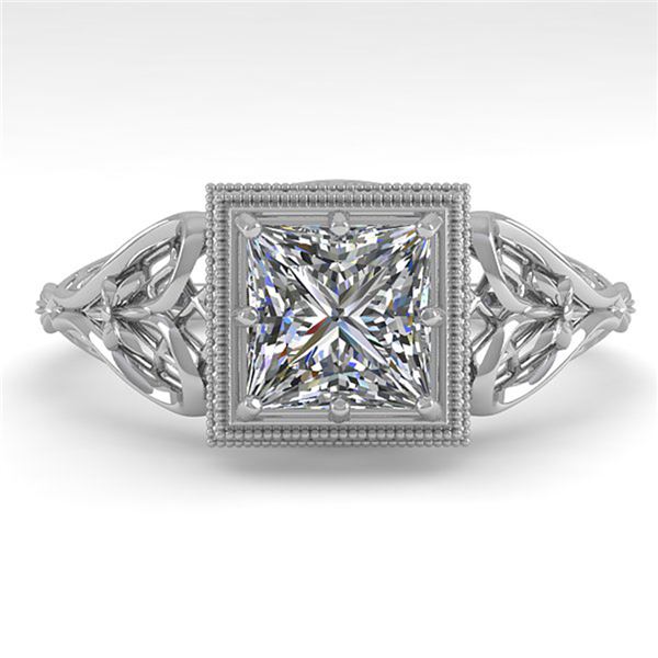 1.0 ctw VS/SI Princess Diamond Engagment Ring Art Deco 18k White Gold - REF-322W5H