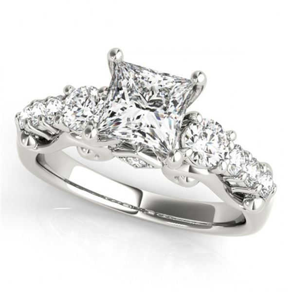 1.5 ctw VS/SI Diamond 3 Stone Princess Cut Ring 18k White Gold - REF-219H4R