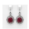 Image 1 : 9.52 ctw Ruby & Diamond Earrings 18K White Gold - REF-227N3F