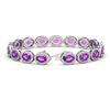 Image 2 : 19.82 ctw Amethyst & Diamond Micro Pave Halo Bracelet 10k White Gold - REF-290X9A