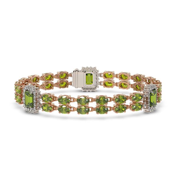 17.79 ctw Tourmaline & Diamond Bracelet 14K Rose Gold - REF-297M8G