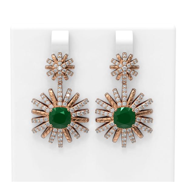 6.23 ctw Emerald & Diamond Earrings 18K Rose Gold - REF-261R5K