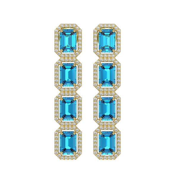 11.13 ctw Swiss Topaz & Diamond Micro Pave Halo Earrings 10k Yellow Gold - REF-172X8A