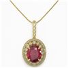Image 2 : 13.75 ctw Certified Ruby & Diamond Victorian Necklace 14K Yellow Gold - REF-278N2F