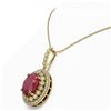 Image 3 : 13.75 ctw Certified Ruby & Diamond Victorian Necklace 14K Yellow Gold - REF-278N2F