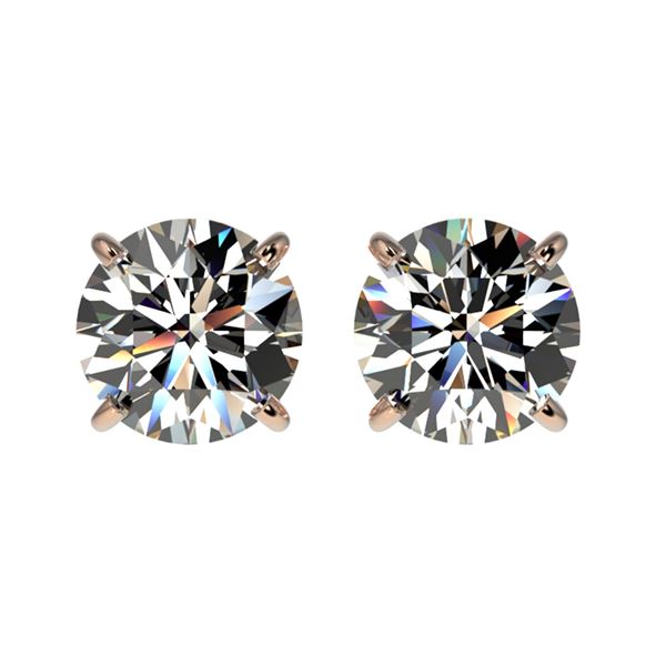 1.55 ctw Certified Quality Diamond Stud Earrings 10k Rose Gold - REF-127M5G