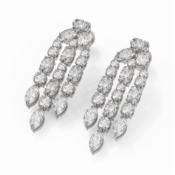 6.49 ctw Oval & Marquise cut Diamond Earrings 18K White Gold - REF-819K6Y