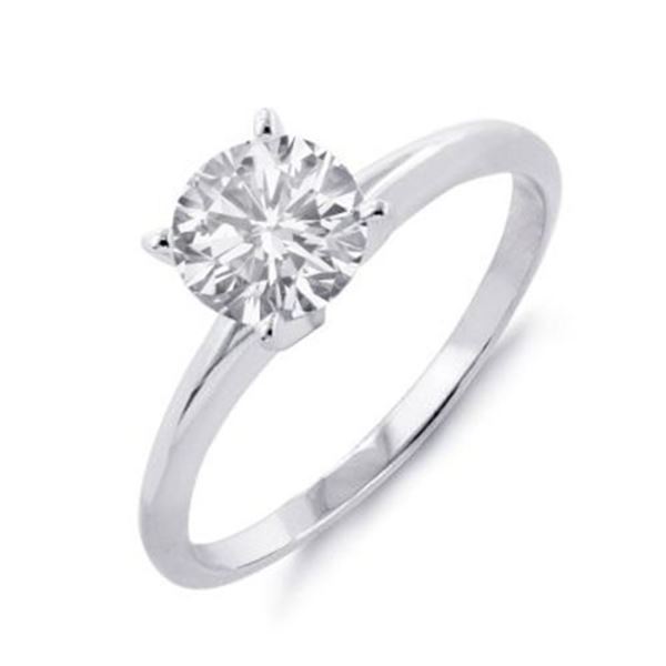 0.60 ctw Certified VS/SI Diamond Solitaire Ring 14k White Gold - REF-117A2N