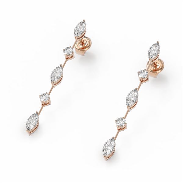 2.1 ctw Marquise Cut Diamond Designer Earrings 18K Rose Gold - REF-297G5W